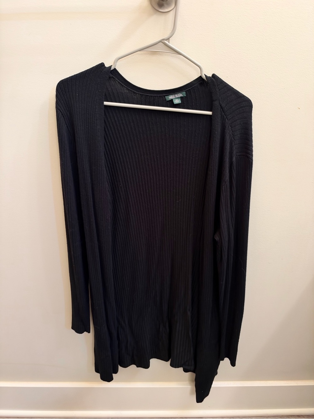 wild fable Black Ribbed Open-Front Cardigan